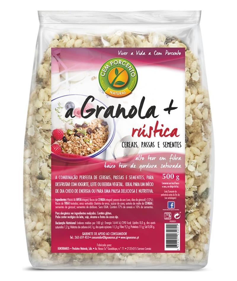 granola + rústica passas e sementes 500g