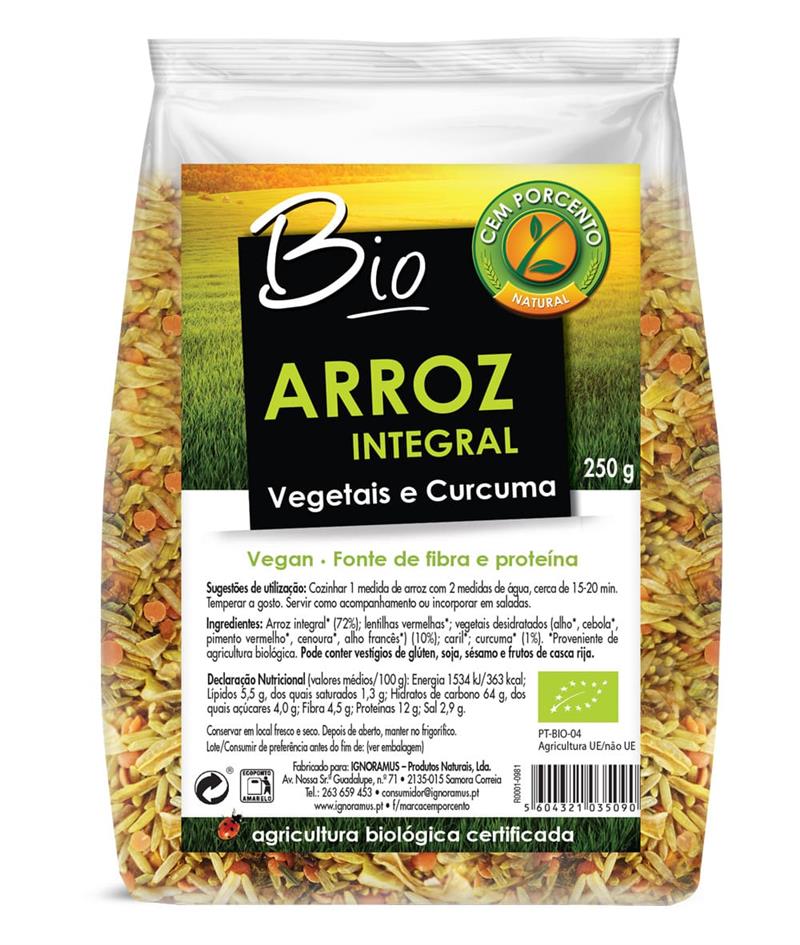 arroz com vegetais e curcuma bio 250g