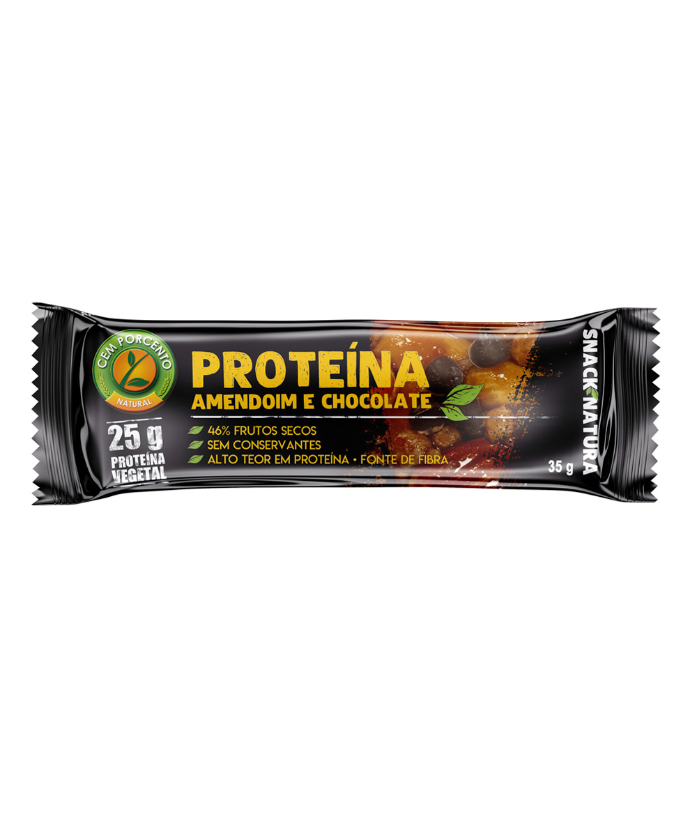 barra snack natura proteína amendoim e chocolate 35g