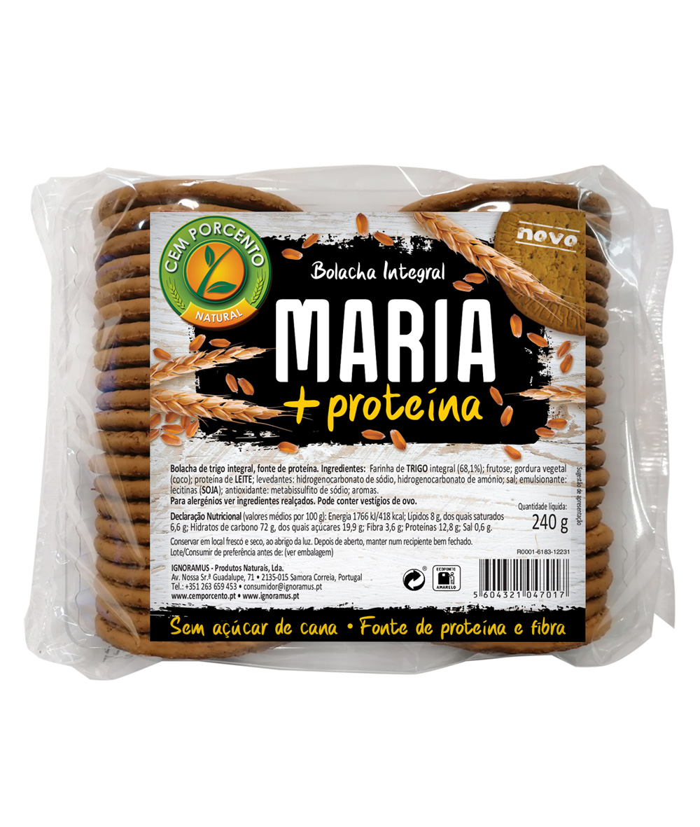 bolacha maria integral + proteína 240g