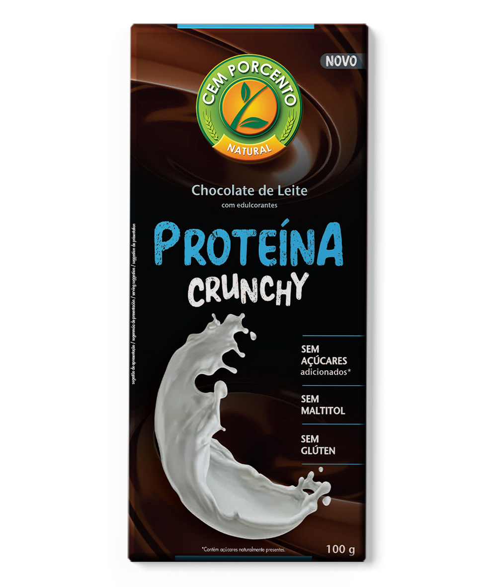 chocolate de leite crunchy proteína sem açúcar 100g