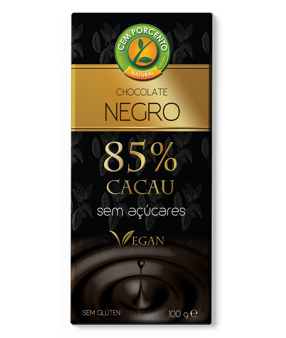chocolate negro 85% cacau sem açúcar 100g