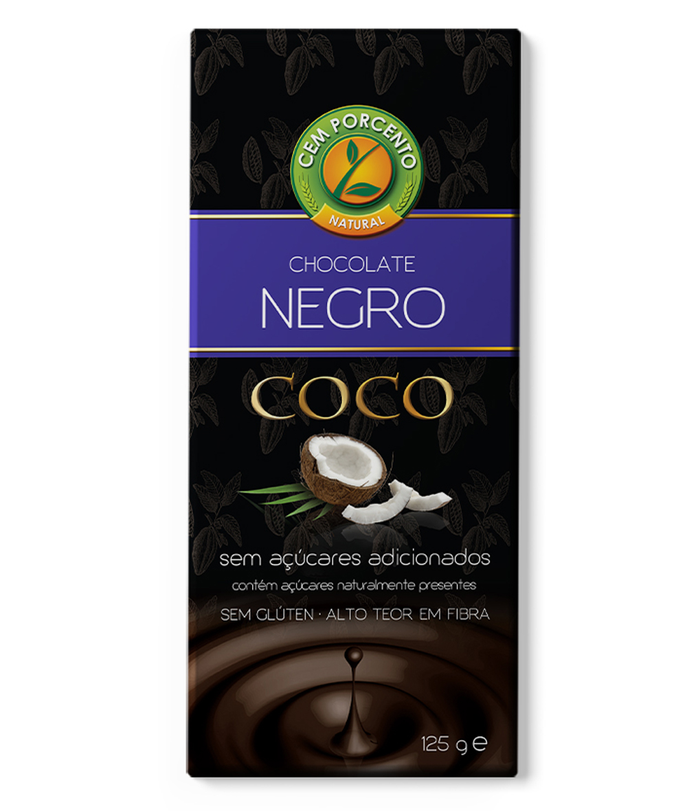 chocolate negro com coco sem açúcar 125g