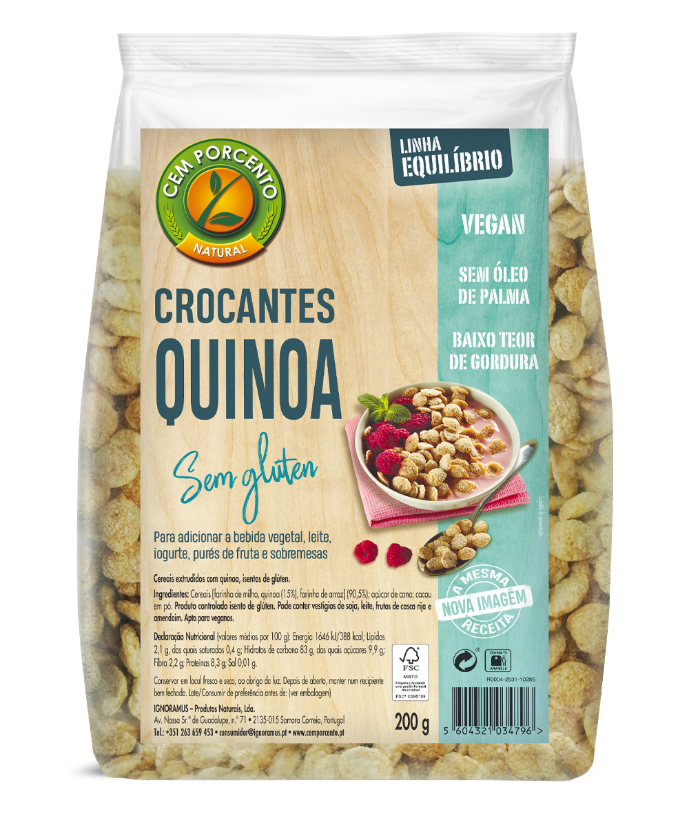 crocantes de quinoa sem glúten 200g