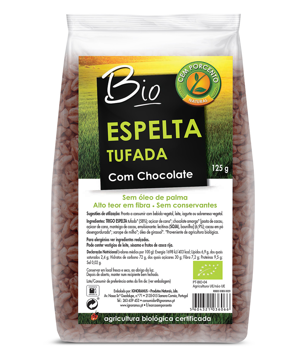 espelta tufada com chocolate bio 125g