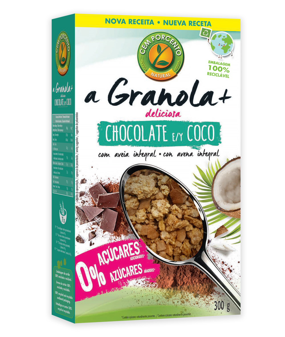 granola + chocolate e coco sem açúcar 300g